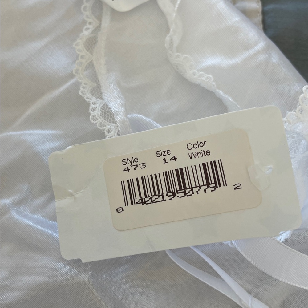 IC Collections Little Kid White Silky Smooth Under Dress Slip NWT Size 14 - Picture 3 of 4